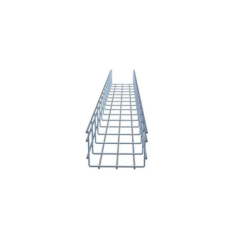 Front view of Wire Mesh Cable Tray 2-Pack, Electro Zinc Plated Silver Steel, Cuttable Metal Cable Tray for Cable Management, Durable Non Corrosive Finish.