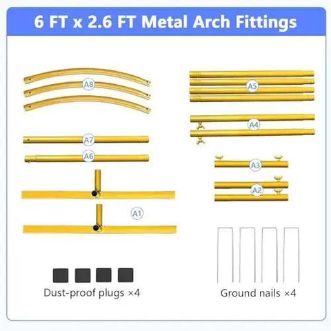 Six Foot Arch Backdrop Stand For Balloons And Garlands, Sturdy Metal Wedding Frame With Square Base Ground Nails, Gold Finish Fittings