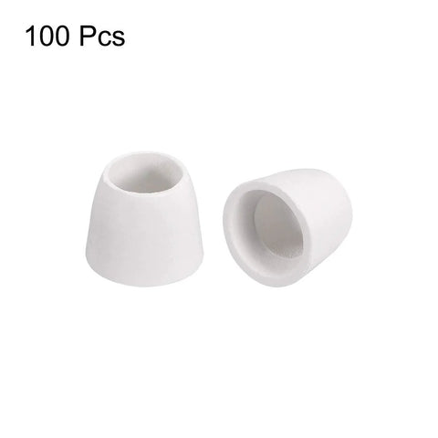 Ceramic insulator beads, two white tapered 8 mm dia porcelain tubes for high-temp electrical insulation (1000C).