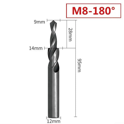All In One Spiral Step Drill Bit Set For Metal Drilling And Chamfering HSS Counterbore Step Bits M8 Size with dimensions