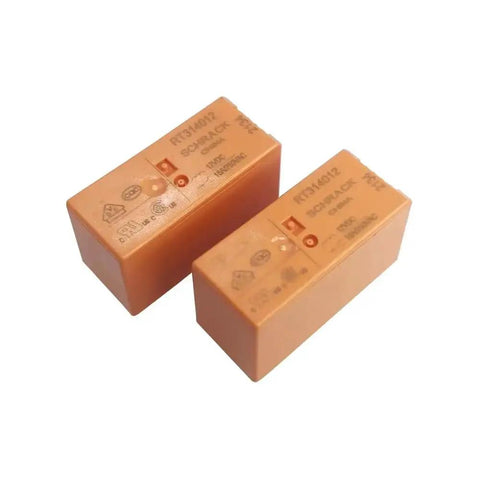 Two Pack 12V DC 16A SPDT 8 Pin General Purpose Relay For Automotive And Industrial Use, shown in orange casing