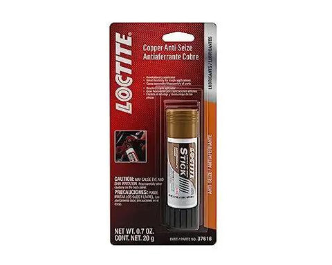 Front view of Copper Anti Seize Stick For High Temperature Metal Assembly By Loctite 20 Gram No Fuss Pack in blister packaging