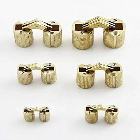 Hidden Brass Barrel Hinges With 180 Degree Opening For Concealed Furniture And Jewelry Box DIY Crafting Durable Brass Link Hardware In Sizes 8mm Through 18mm 1 Pc displayed on a white background.