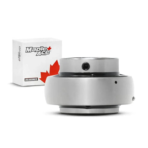 Insert Bearing UC209 26 with one and five eighths inch bore, spherical outer surface, set screws, and lubrication hole.