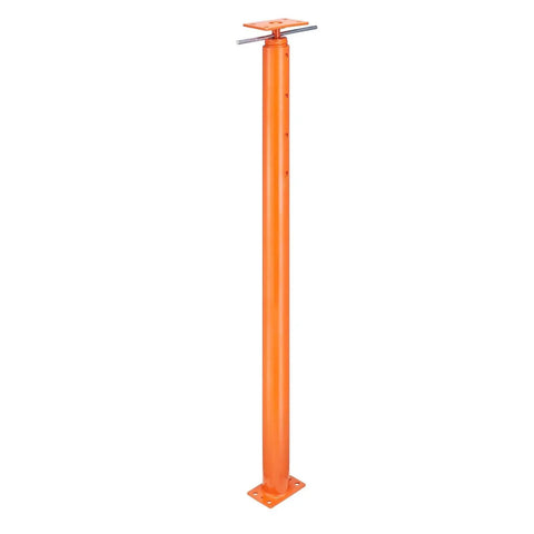 Heavy Duty Telescoping Floor Jack, Adjustable 54 To 150 In, 11200 Lbs, orange Q235 steel, close-up of jack in collapsed state.