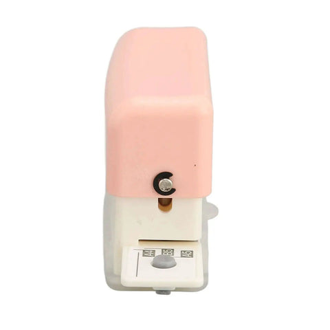 Portable 6 Hole Punch Adjustable Metal Handy Hole Puncher With Chip Tray and Positioning Pillar, front view.