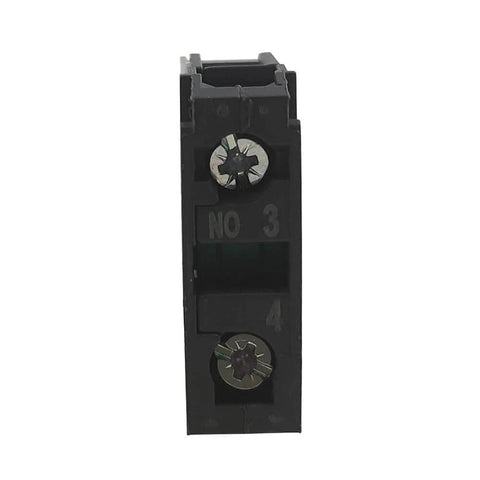Front view of 10 Pack Single Contact Block Silver Alloy Screw Clamp Terminal 1NO for Electrical Panels, Black Finish