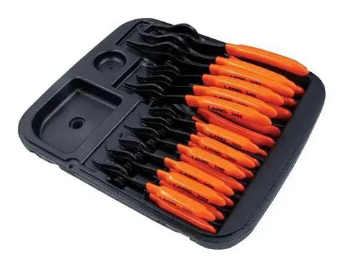 12-Piece Fixed Tip Internal And External Snap Ring Pliers Set with 0.038 0.047 0.070 0.090 Inch Tips in storage case.