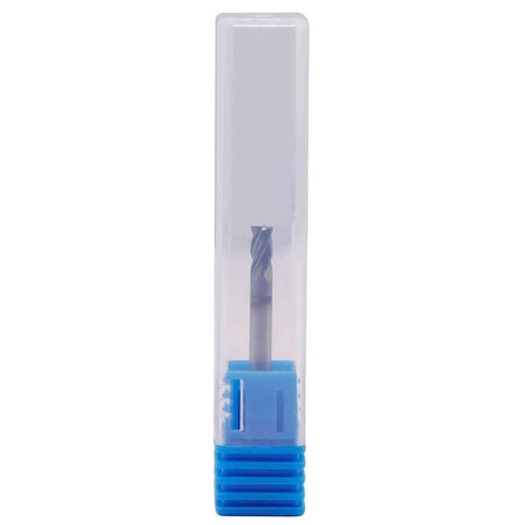 Solid Carbide Square End Mills Set Pro Grade Double End 4 Flute AlTiN Coated tool in packaging, front view.