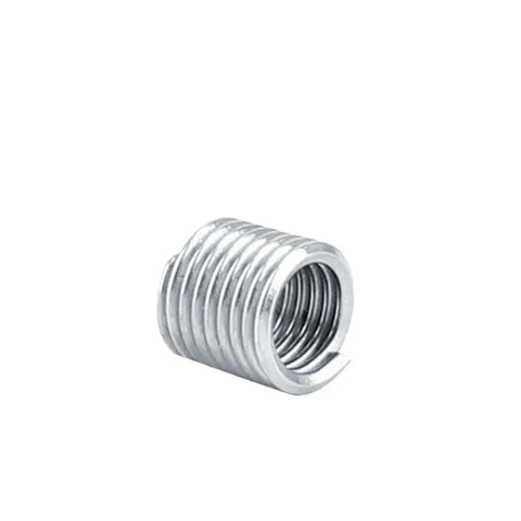 Close-up of M4 stainless steel helicoil from the 100 Pcs M4 Stainless Steel Helicoil Thread Repair Inserts Kit for stripped aluminum threads.