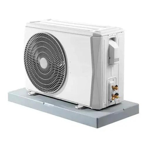Sturdy outdoor mini split pad for 9000 to 36000 BTU ductless AC heat pump systems, 38 by 18 by 3 inch, supporting 400 lbs, shown with unit