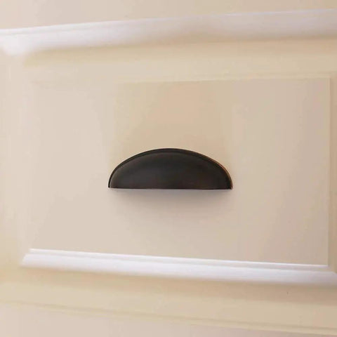 Oil Rubbed Bronze Cabinet Pull 3.5 Inch Length And 1.06 Inch Width Zinc Alloy Kitchen And Bathroom Handle installed on cabinet door