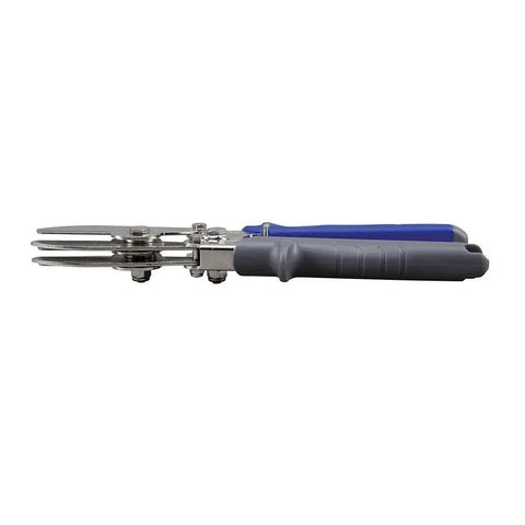 Side view of Five Blade Ductwork Crimper With Compound-Leverage For Precise Indents In 24 Gauge Steel And 28 Gauge Stainless, Pro Grade Tool Klein Tools.
