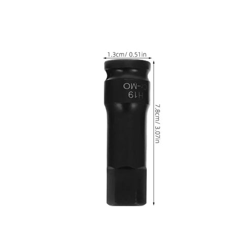 Black 1/2-inch drive impact hex socket, side view, steel construction.