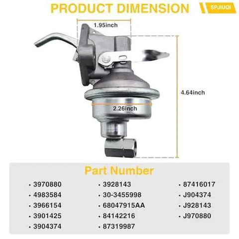 Beefed Up Fuel Lift Pump For Cummins 4B 4BT 4BTA 6B 6BT 6BTA Engines Compatible With 1989 1993 Dodge 5.9L Diesel and Ford Trucks