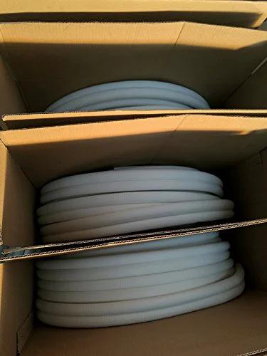 Insulated copper coil line, white insulation, 25 ft long
