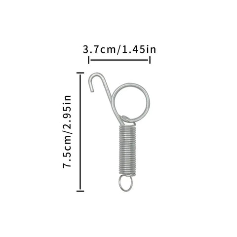 Side view of silver hook from 10 Pack Metal Spring Latch Hooks For Pet Cage Doors And Small Animals with 7.5cm length.