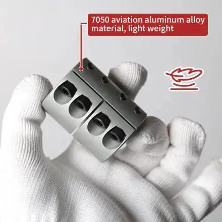 Aluminum Shaft Coupling 14Mm To 20Mm Rigid Clamping Shaft Coupler for CNC machines, stepper motors, and servo motors, held in gloved hand.