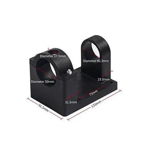 Black ABS Positioning Bracket for Double Head Metal Cutter Holder with dimensions for Sheet Metal Cutting Drill Tool Secure Mount