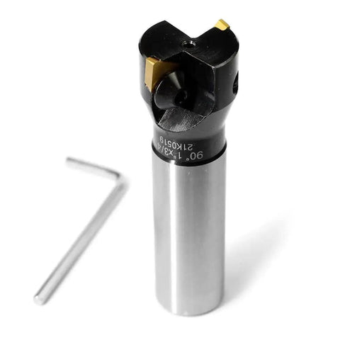Three Quarters Inch Straight Shank Indexable End Mill With One Inch Cutting Diameter And Three And A Quarter Inch Overall Length Tin Coated TP22 Inserts TPCN1103PDTR Two Flutes 2 Pack Carbide Milling Tool For Aluminum And Steel