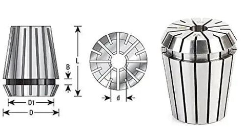 Quarter Inch Diameter Spring Collets ER32 Pro Grade Industrial For CNC Milling And Fabrication CO174 with dimensions shown