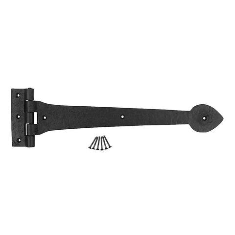 15 Inch Black Wrought Iron Strap Hinge With Spade Tip Heart Style For Doors And Gates Includes Mounting Hardware Pack Of 2