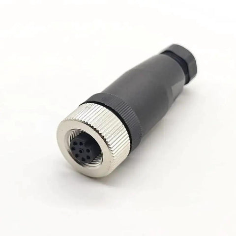 M12 8 Pin Female Industrial Circular Connector A Code Straight Field Wireable Sensor Adapter with Brass Gold Plated Contacts