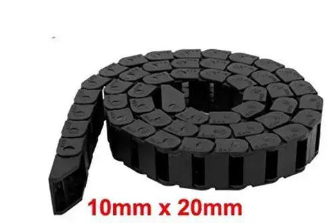 Black Plastic Wire Carrier Cable Drag Chain 1M Length For CNC, Internal 10x20mm, External 15x27mm, 11mm Max Outer Diameter