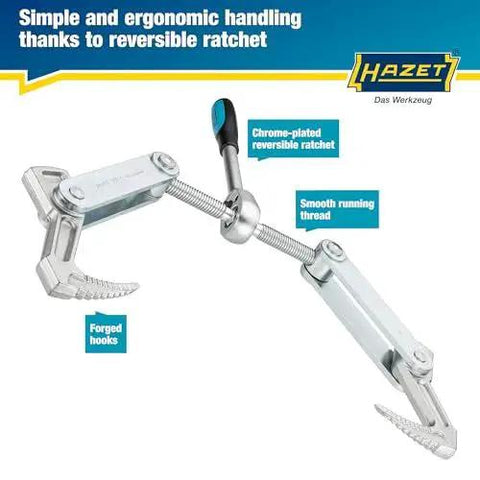 Hazet Beam Puller 1774-1 I Clamps, Pulls And Compresses Timber with chrome-plated reversible ratchet and forged hooks.