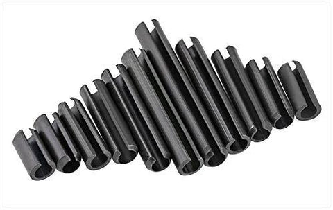 360 Piece Steel Split Spring Dowel And Roll Pin Assortment Kit For Metalworking M1.5 Through M6 Sizes with visible steel pins