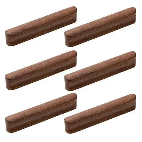 Walnut Wood Drawer Pulls Set Six Pack 5.04 Inch Length With Rounded Edge For Cabinets Dressers Wardrobes Cupboards And Other Furniture