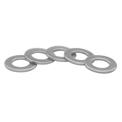 Beduan flat washers, stainless steel 304, 1/4 in ID x 1/2 in OD, plain finish (5 shown)
