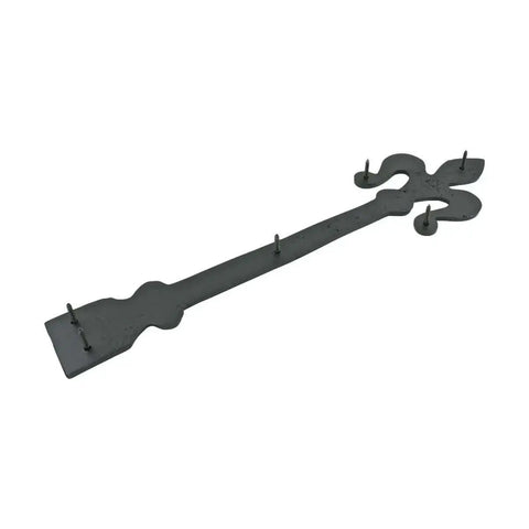 Fleur De Lis Wrought Iron Dummy Strap Hinge 16 Inch Black Decorative Hardware for doors cabinets shutters garage door decor