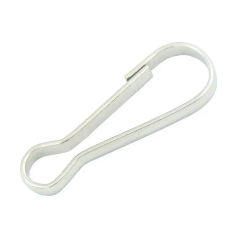 Close-up of a 23mm nickel-plated iron lanyard hook from 200 Pieces Durable Metal Lanyard Hooks Nickel Plated Iron 23mm For Zipper Pulls.