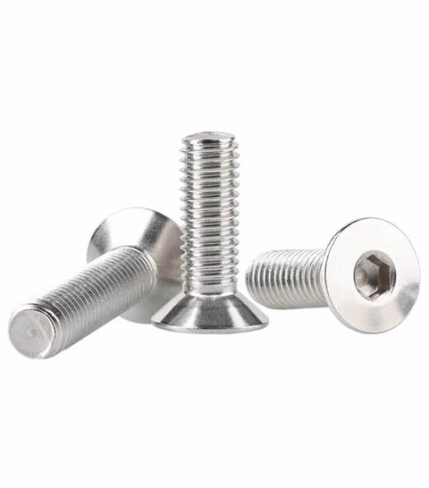 Beefy 304 Stainless Steel M3 0.5 x 10mm Flat Head Socket Cap Screws With 2mm Allen Hex Drive, bright brushed finish, set of 50