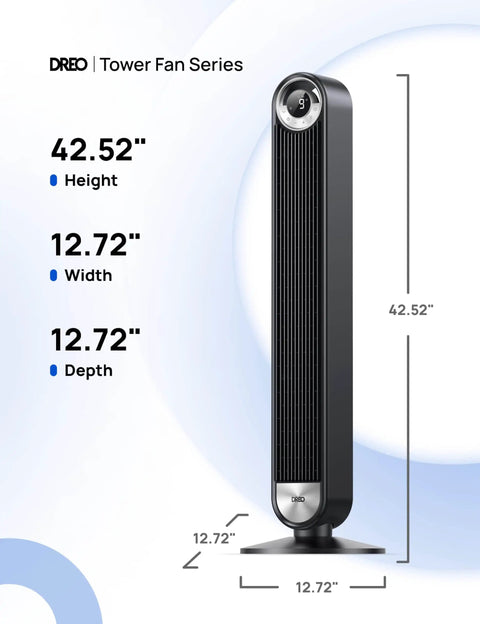Ultra Quiet 42 Inch Bladeless Tower Fan For Bedroom And Living Room With 9 Speed DC Motor 28 Feet Per Second Wind