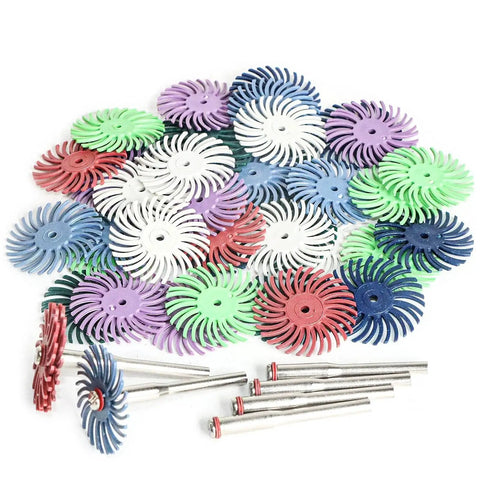42 Pcs 1 Inch Radial Bristle Disc Kit With 3mm Shank For Rotary Tools Deburring Cleaning Finishing And Polishing Jewelry Wood Metal Surfaces