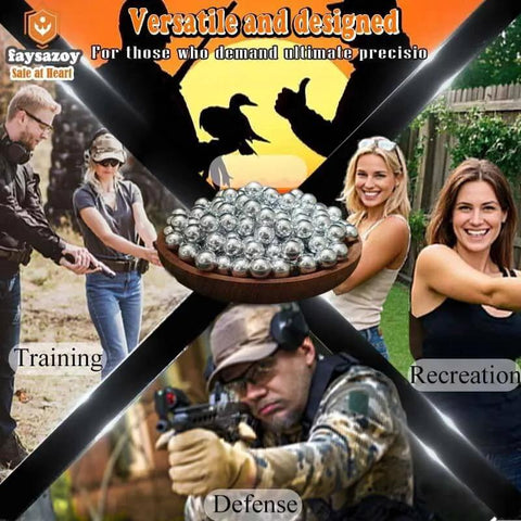100Pcs .43 Caliber Hard Aluminum Balls, 1.83g Reusable Balls for Self Defense & Target Practice (100, Silver) with training scenes