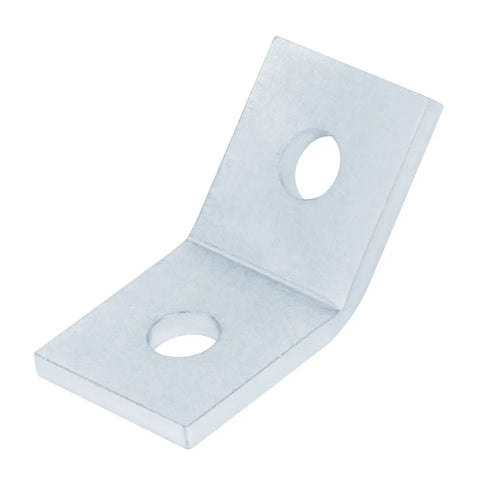 Ten Pcs 45 Degree Angle Bracket Fittings For One And Five Eighths Inch Strut Channel Two Hole Corner Brace Connector 7/32 Inch Thick Carbon Steel With Electro Galvanized Finish For Durable Industrial Mounting