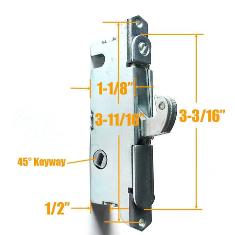 Patio Door Handle Set With Mortise Lock For Sliding Glass Doors Non Keyed Latch White Diecast 45 Degree Design Replacement