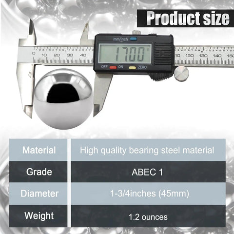 2 Pack 45mm Chrome Steel Bearing Balls For Precision Bearings And Bicycle Parts, Top Notch Hardness Chrome Steel Balls, close-up view