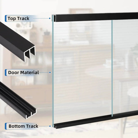 48 Inch Metal Sliding Door Track Set for Quarter Inch Panels Designed for Glass Closet Doors and Windows Rustproof Aluminum Rail