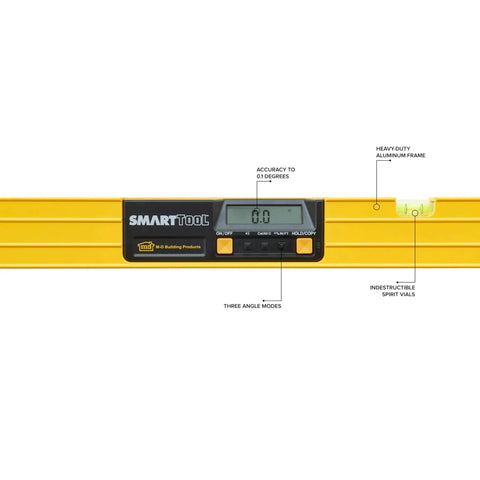 Rugged 48 inch digital level with a clear LCD readout and audible alerts delivers fast, precise angle measurement on job sites.