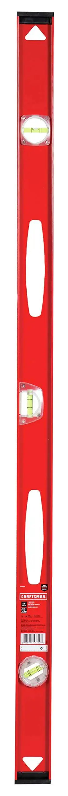 Front view of 48 Inch I Beam Level With Aluminum Frame And 180 Degree Rotating Vial For 1 Mm Per Meter Accuracy Ideal For Long Span Layout Framing