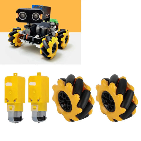Mecanum Wheel For TT Geared Motor Dope Robot Car Parts DIY Maker Components With Rubber Coating 48mm Diameter Wheel Set