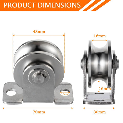 48mm Cable Pulley Wheel Wall Mount, Bearings Inside, Stainless Steel Rope Pulley for Pulley System, Sliding Gate 1Pcs
