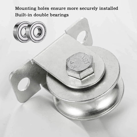 Cable Pulley 48mm Wheel Wall Mount, Bearings Inside, Stainless Steel Rope Pulley for Pulley System, Sliding Gate, Load 1100 LB, 1Pcs