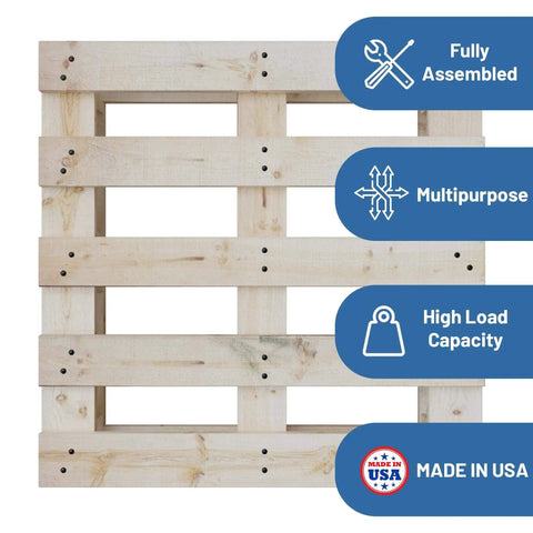 Heavy Duty Four Way Entry Wooden Pallet 48x48x5 Inches Industrial Grade Kiln Dried Hardwood Built Tough Durable Stackable