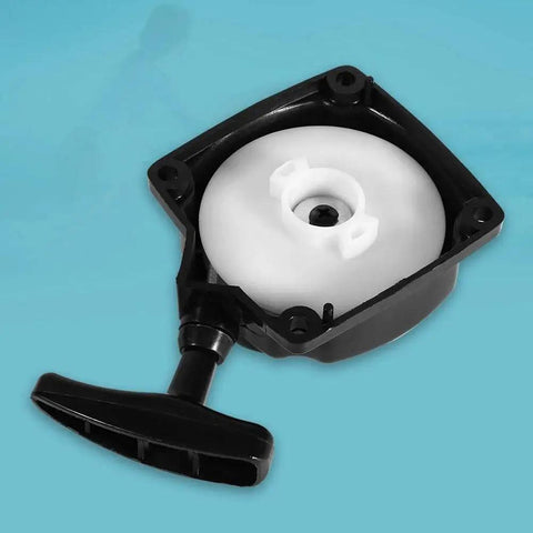 Traction Rope Kit For 49cc 2-Stroke Mini Pocket Bikes And Quad Pit Choppers, plastic pull starter with four mounting holes.