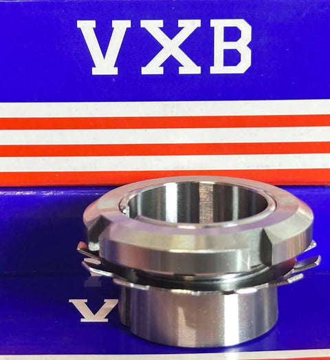 H210 45mm adapter sleeve with lock nut and washer, chrome metal finish, front view with VXB box backdrop